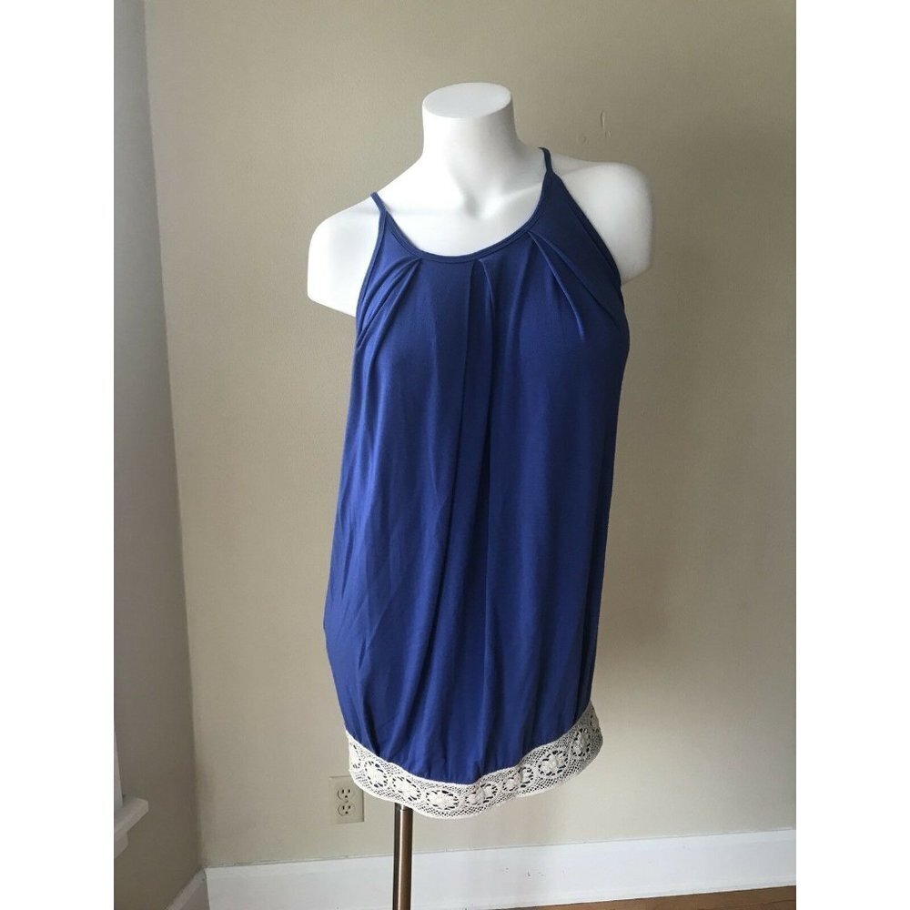 Rachel Pally Blue Sleeveless Shift Dress Crochet